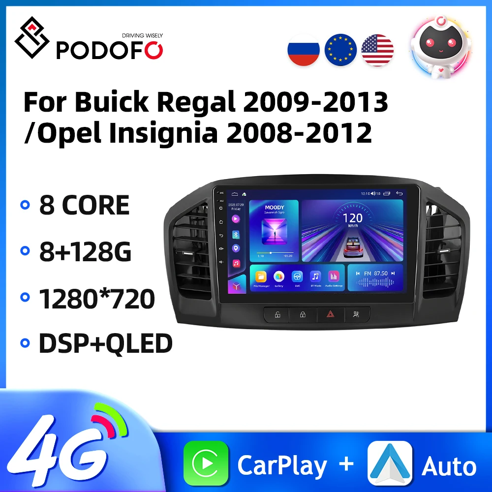 

Podofo Android Car Radio For Buick Regal 2009-2013/Opel Insignia 2008-2012 Multimedia Video Player GPS 4G WIFI Carplay Autoradio