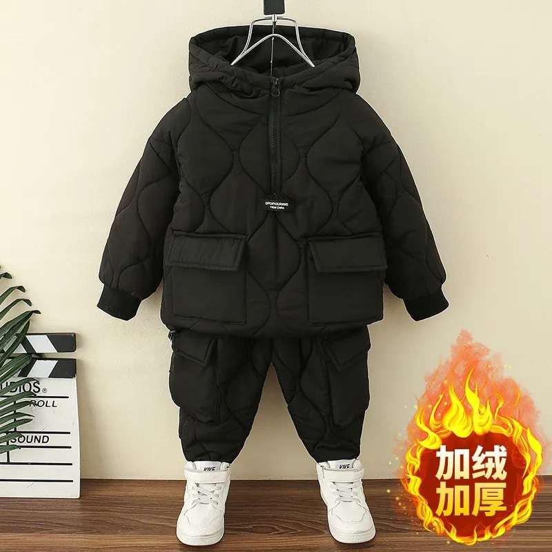 ZOETOPKID Winter Girls Boys Clothing 2pcs Sets Children Warm Thick Jackets and Pants Suit Kids Coats Trousers Tracksuit Outfit
