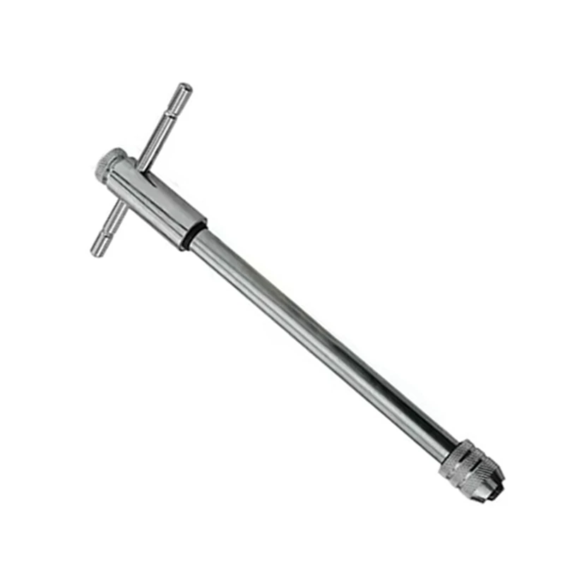 Long Adjustable Silver T-Handle Ratchet Tap Wrench With 5 M3-M8 3Mm-8Mm Thread Metric Plug Taps