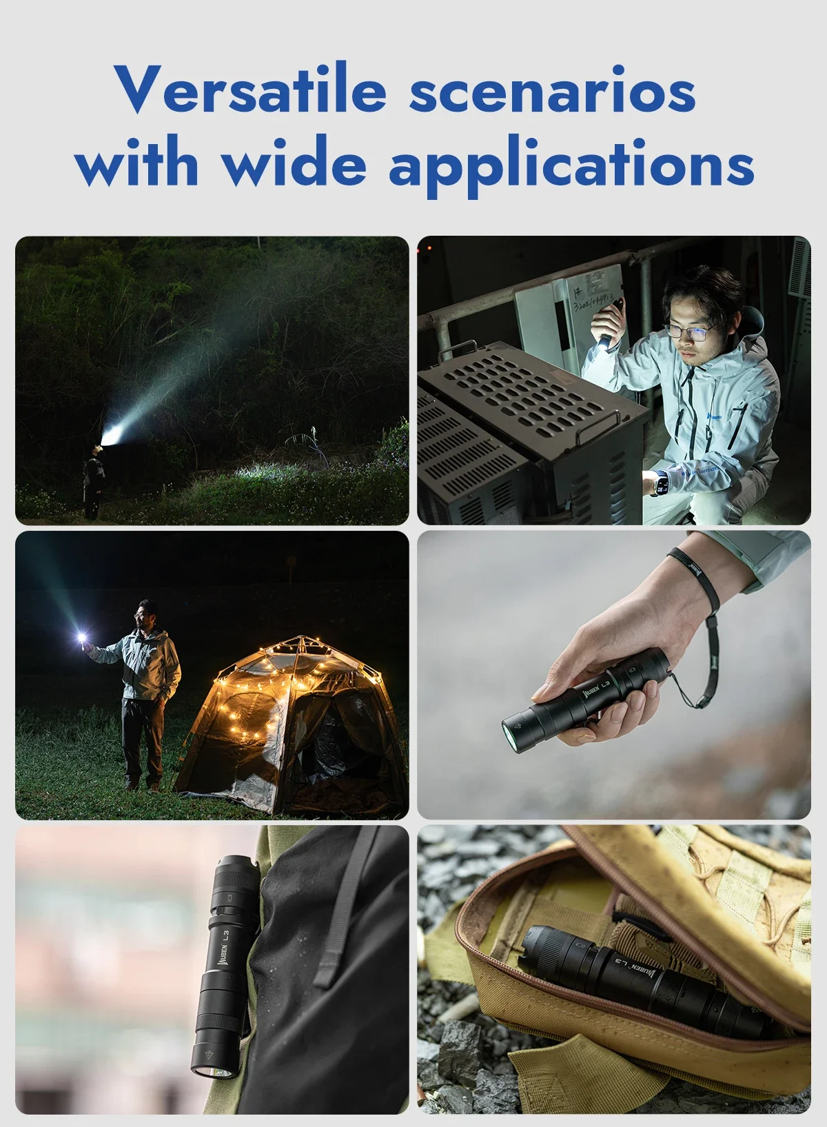 WUBEN L3 EDC-Taschenlampe, 3000 Lumen, ultrahelle, wiederaufladbare, wasserdichte Troch mit 21700-Akku, mobile Powerbank-Funktionen – Detail 9