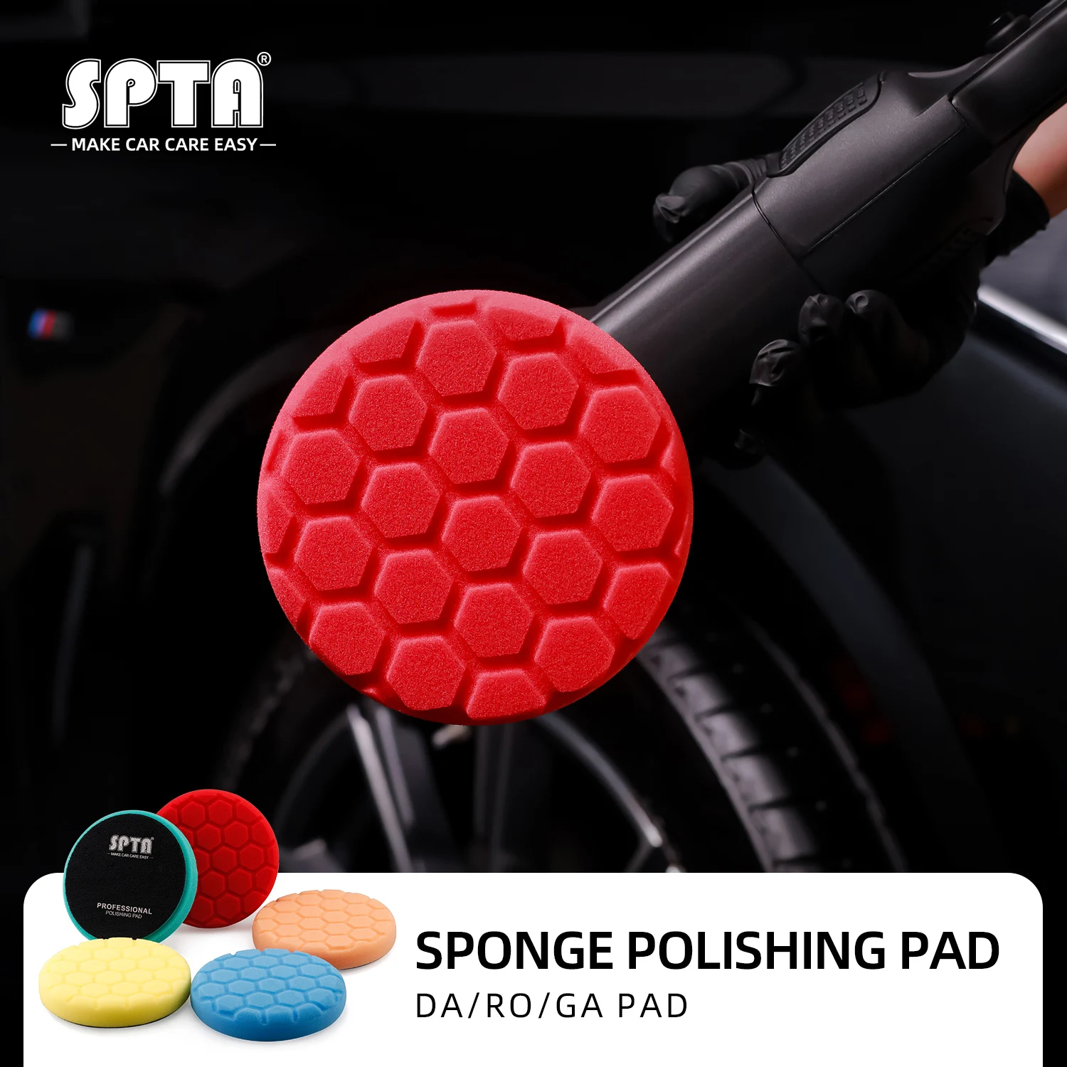 

(Single Sale) SPTA 3"(80mm)/5"(125mm)/6"(150mm) Car Hex-Logic Spong Buffing Polishing Pads for DA/RO/GA Polisher Machine