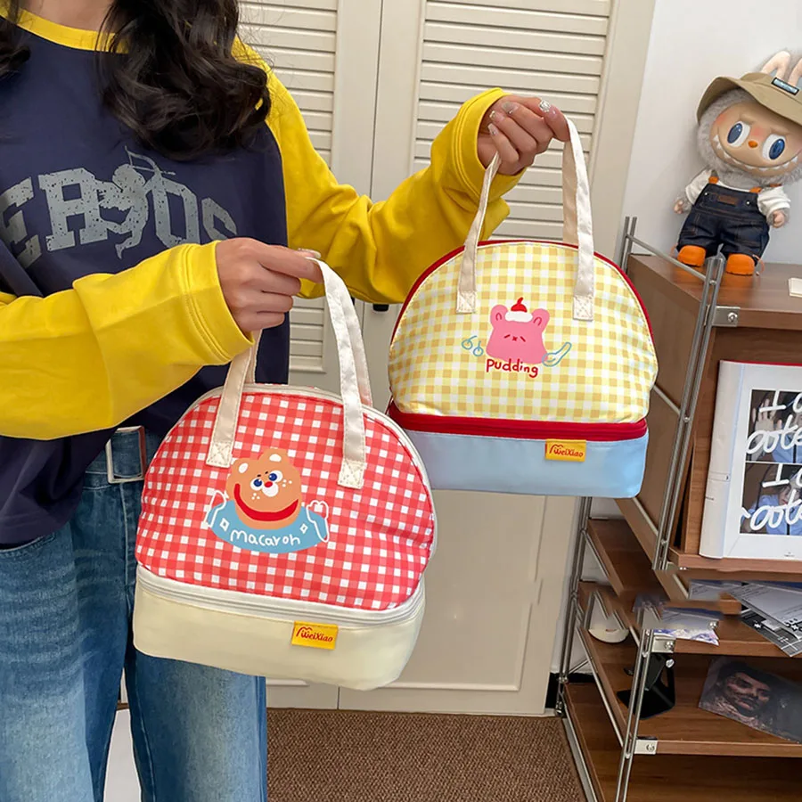 

Детская сумка для риса с героями мультфильмов, студенческая офисная сумка-тоут бенто, большая вместительная изолированная сумка из алюминиевой фольги