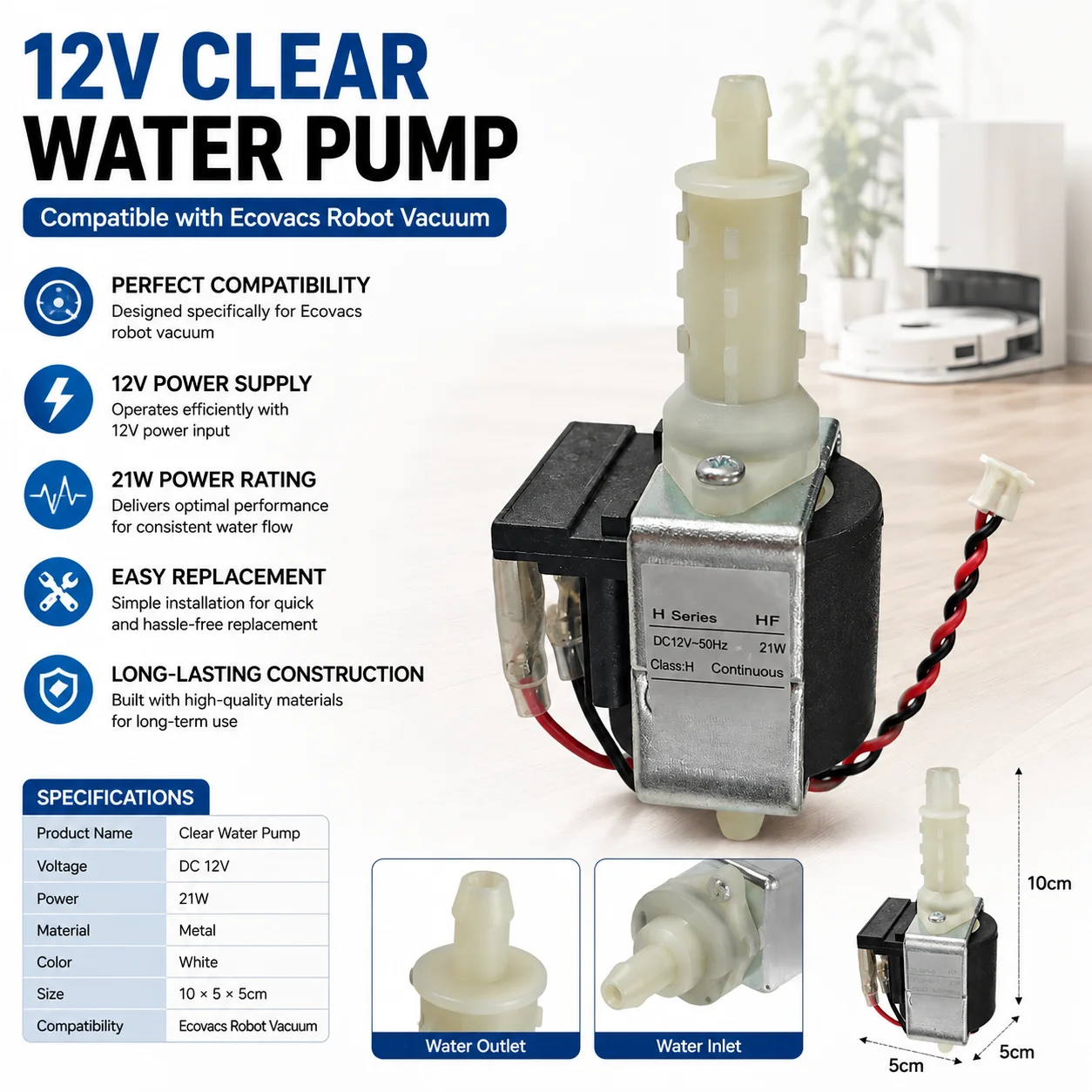 Robot Vacuum Water Pump For Ecovacs 12V 21W Water Pump Replacement Spare Part Cleaning  Tool Accessories