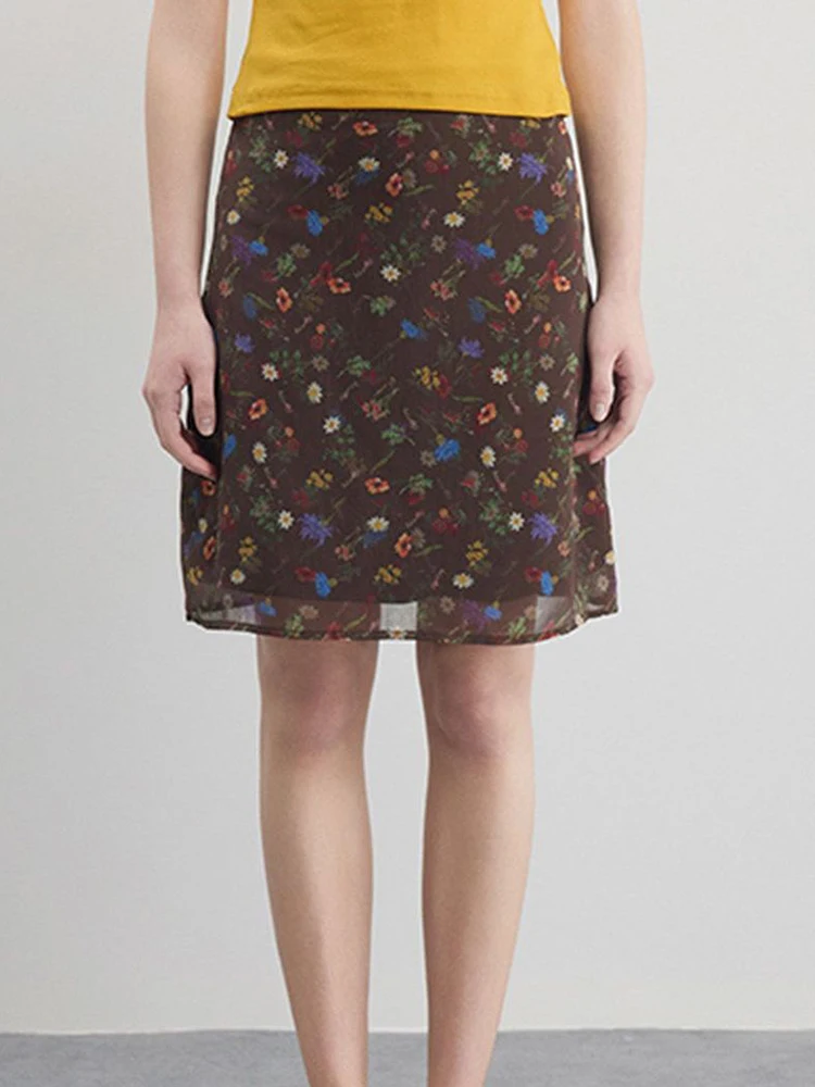 Summer Vintage Floral Skirt Women Casual High Waist Sexy Mini Skirts American Retro Beach Ocean Holiday Elegant A Line Skirt New