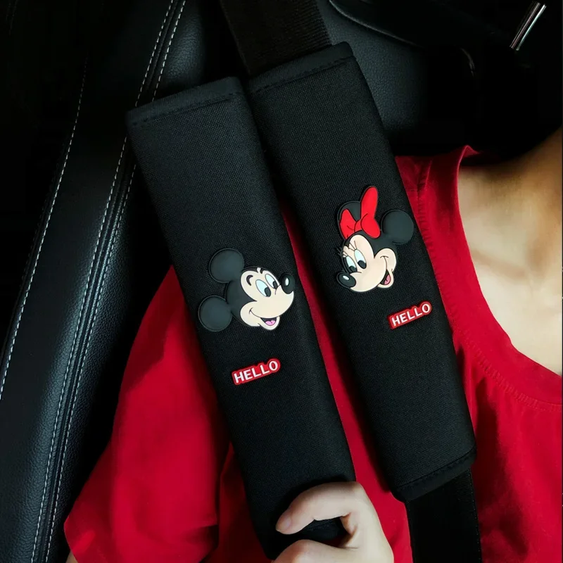 Disney Mickey Minnie Car Safety Belt Protector Cute Cartoon Shoulder Strap Fashion Car Interior Accessories Auto Seat Belt Cover