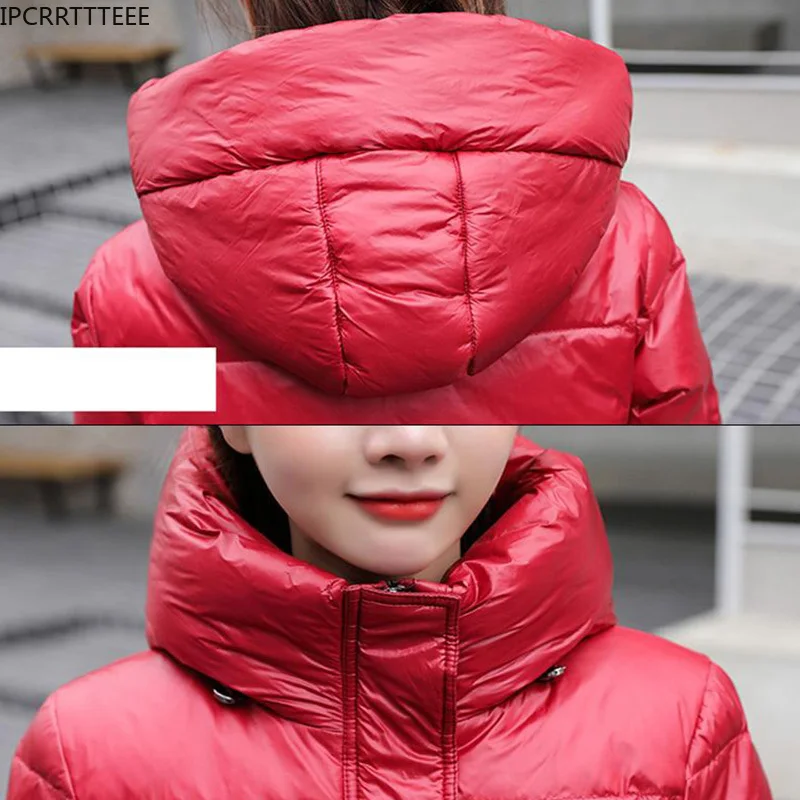 Down Jacket Women Long Hooded Warmth Winter 2022 New Loose Jacket Thick Black Three-Proof Winter Coats