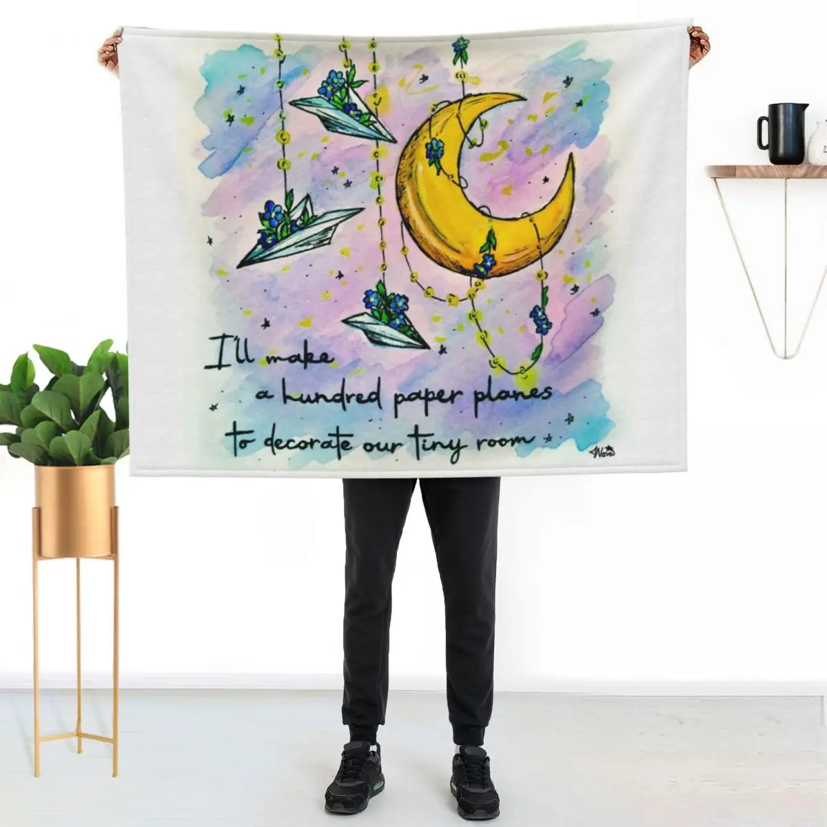 Little Miss Why So Paper Planes & Forget-Me-Nots Inspired by The Amazing Devil Throw Blanket Color Fast Cozy Throw Blanket
