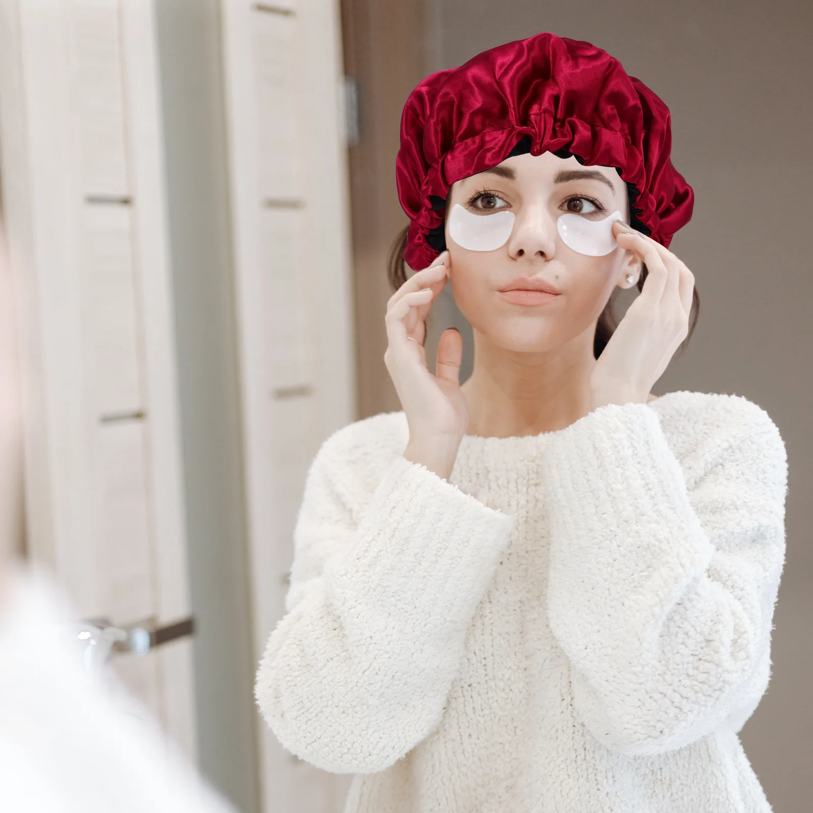 

Мягкая шелковистая шапочка для волос для женщин, шапочка для сна с длинными волосами, атласная эластичная ночная шапка, удобная посадка, аксессуар для взрослых