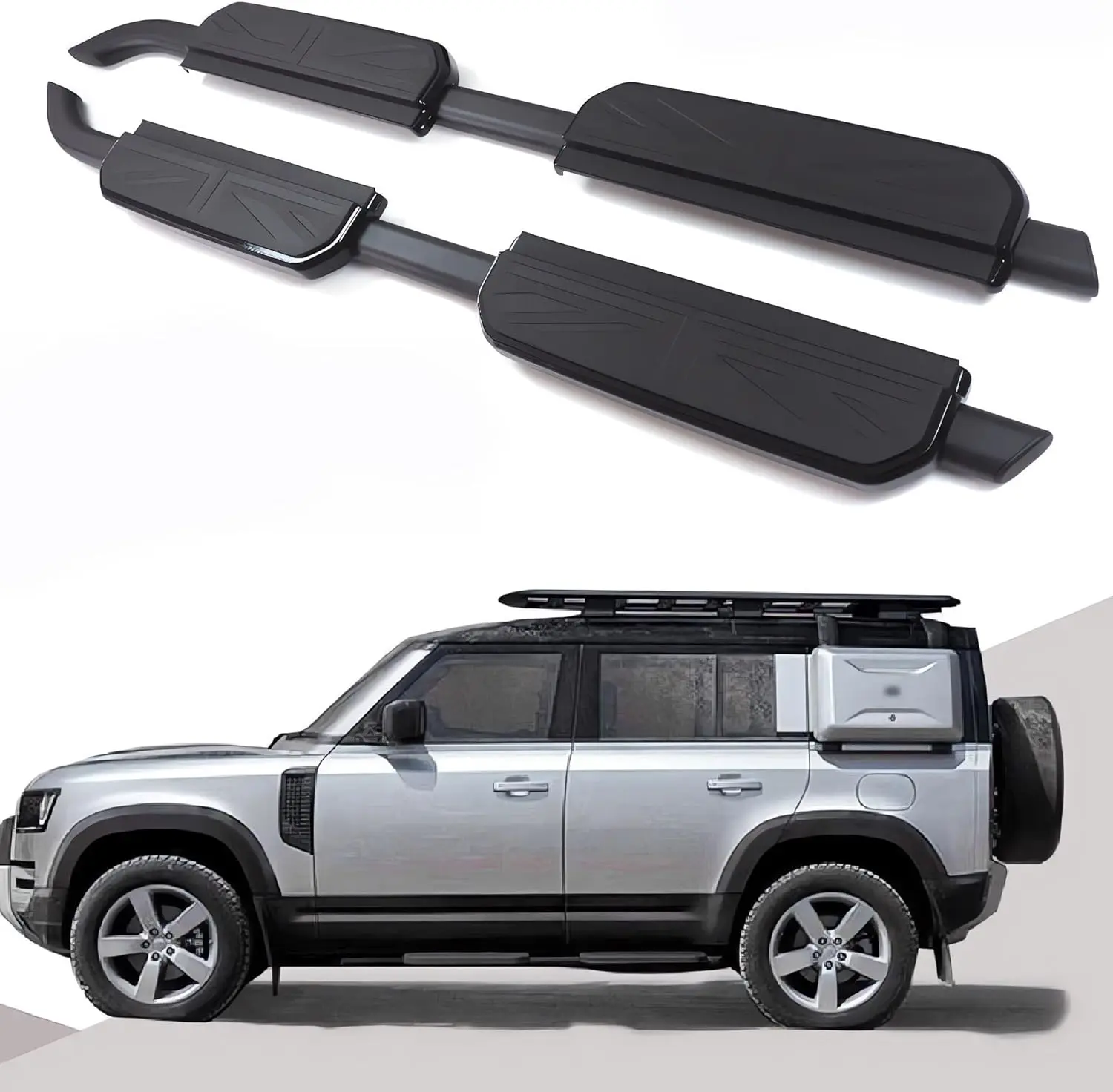 2Pcs Fits for LAND ROVER Defender 110 2020-2024 2025 Aluminum Fixed Door Side Step Pedal Running Board Nerf Bar