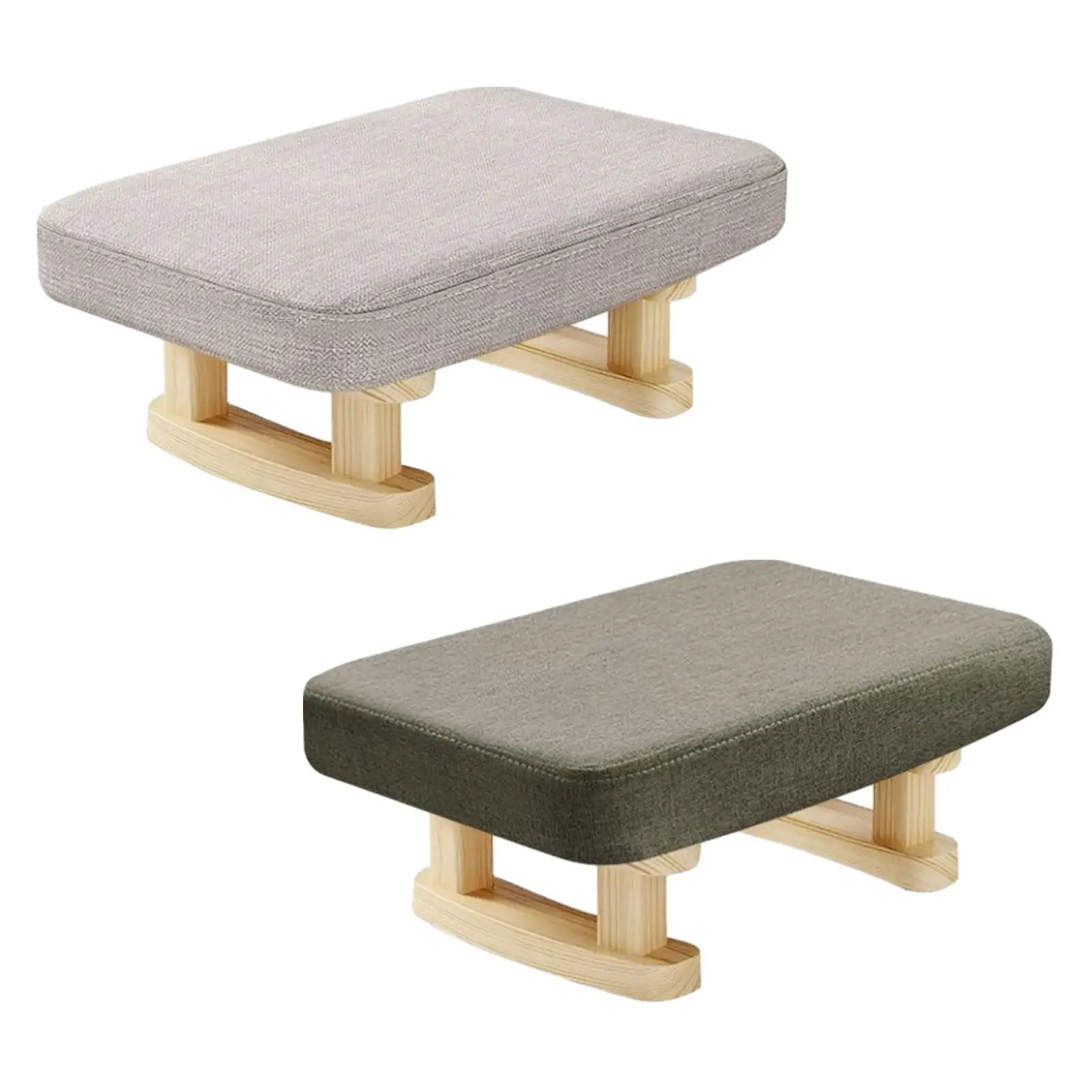 Foot Rest with Wooden Legs Soft Shoe Changing Bench Modern Small Ottoman Padded Footstool for Couch Entryway Home Bedroom Office