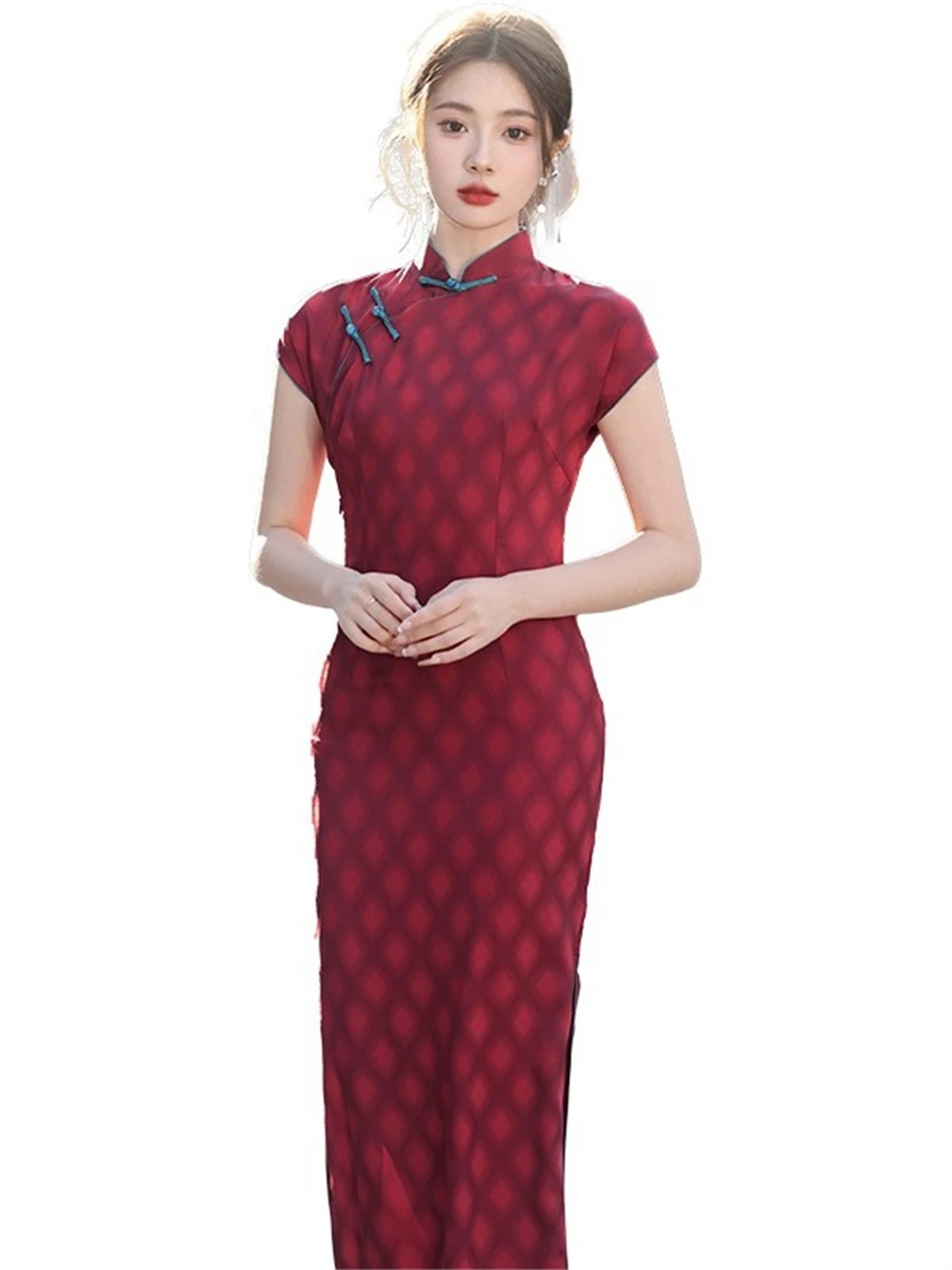 República Retro das Senhoras Cheongsam Chinês Impresso, Elegante Vestido Qipao Dividido, Vestido De Festa De Noite, Robe Oriental, Longo, Cheongsam Impresso