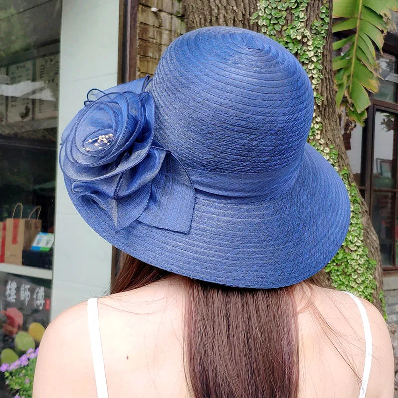 Bucket hat  summer new Organza flower breathable basin hat Sun Protection sunscreen Hat For Women Beach Hat  Flanging cap