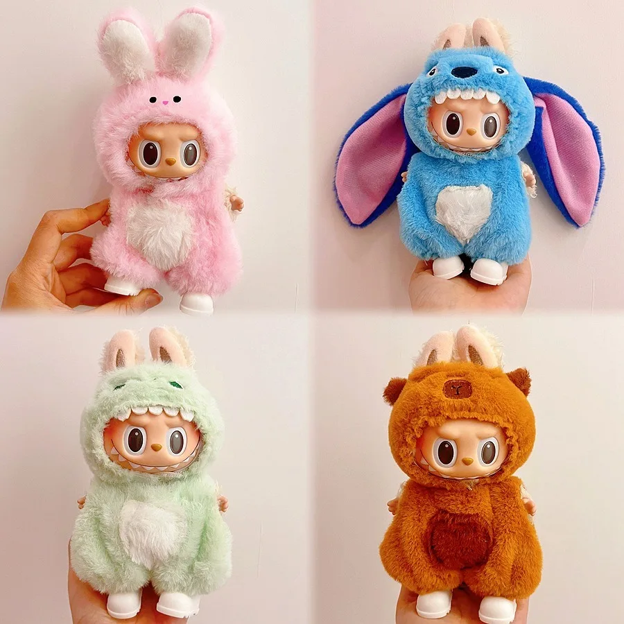 Tylko ubrania Labubu Baby Clothes Vinyl Pulley Cloth 17cm Doll Cute Dress up Casual Set Skirt Plush Toy Clothes