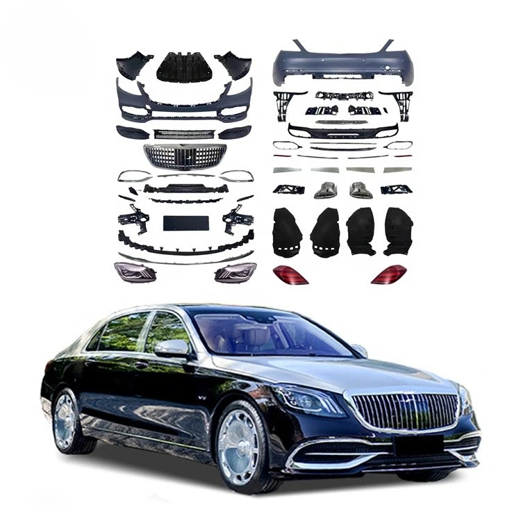 For m style w222 front bumper rear bumper side skirt grille body kit 2013-2020 for S Class W222