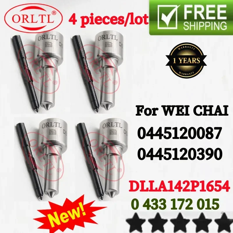 

4 шт. форсунки 0445120087 0445120390 HOT DLLA142P1654 OEM 0 433 172 015 для WEI CHAI 0 445 120 087