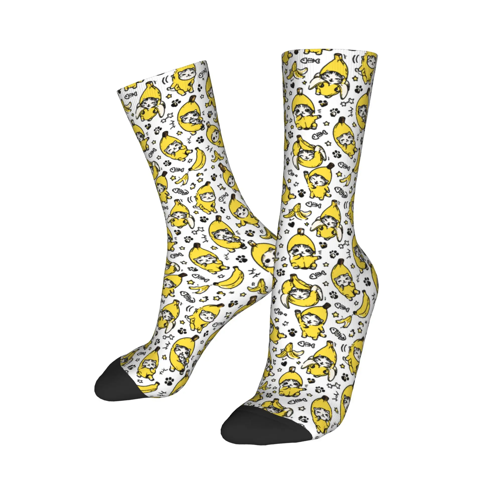 Sketch Banana Cat Socks  Non Skid Stockings Men Soft Climbing Socks Winter Casual Design Socks