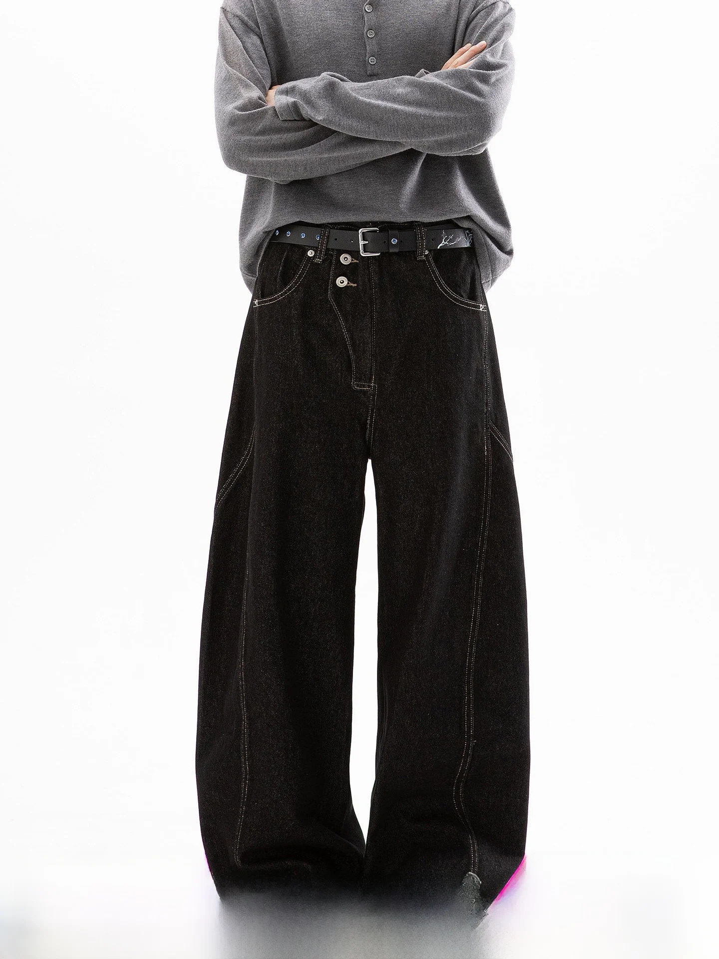 American Decomposition Original Jeans Men's Spring Autumn High Sense Straight Knife Jeans Casual Cotton Polyester Blend
