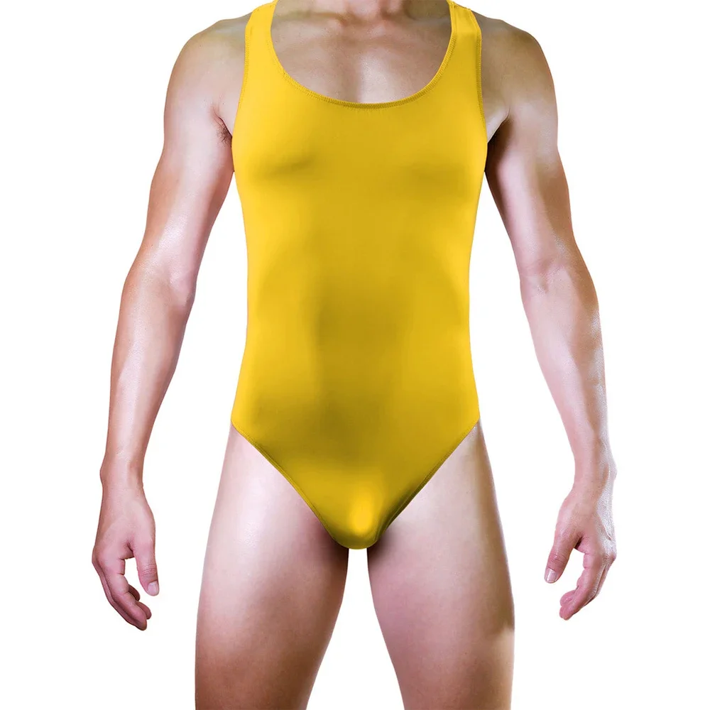 Mens Ice Silk Bodysuit Seamless Wrestling Singlets Jumpsuit Sexy Backless Rompers Sleeveless Undershirts Man Fitness Sportwear