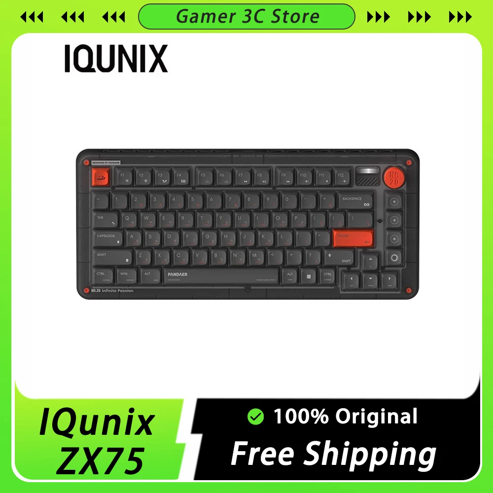 IQunix ZX75 Mechanical Keyboard Three Mode Wireless Bluetooth Aluminum Alloy Game Keyboards Hot Swap PC Custom Game Accessories