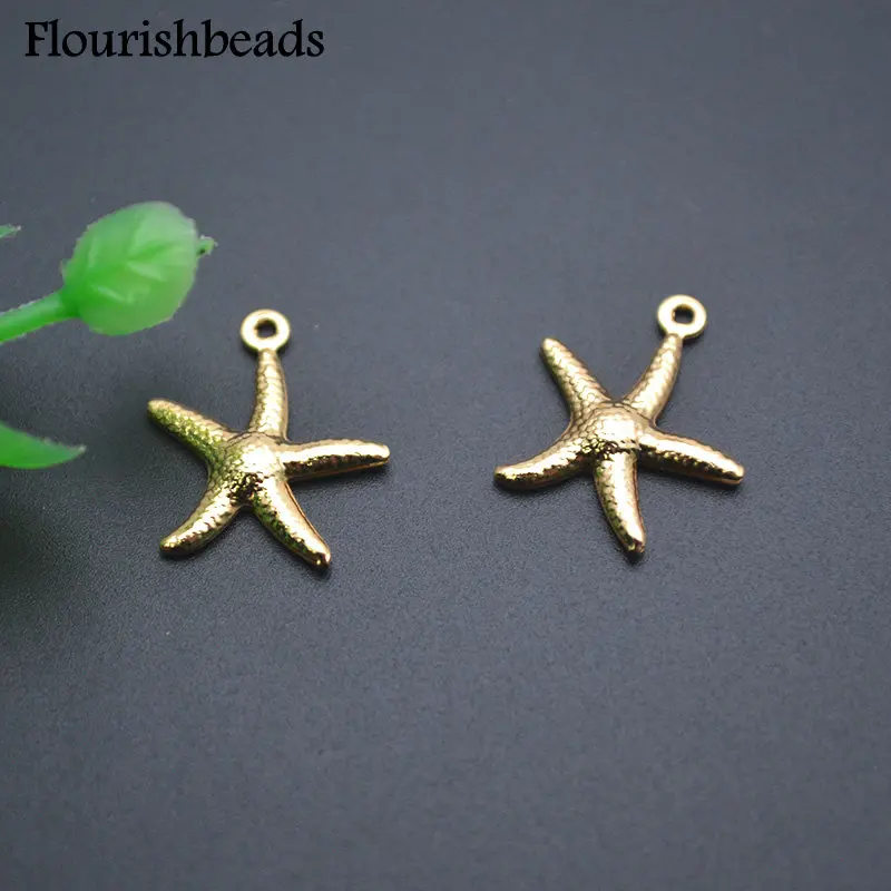 50pc Anti-fading Gold Color Plated Stainless Steel Starfish Metal Animal Charms for Bracelet Necklace Making