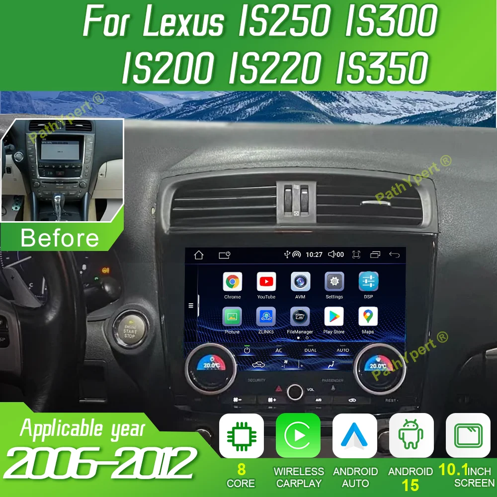 

10.1"Android15 For Lexus IS250 IS300 IS200 IS220 IS350 2006-2012 Car Radio Multimedia Player Touch Screen Carplay Auto Bluetooth