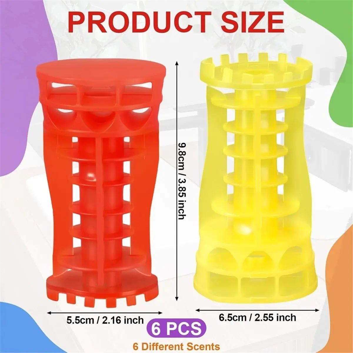 Solid Aromatherapy Pagoda, Deodorizing Fragrance for Wardrobes and Bathrooms, Air Freshener, Vibrant Fruity Scents, 6PCS