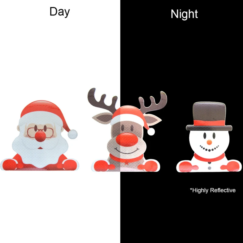 3PCS Christmas Car Refrigerator Decoration Reflective Bulb Light Shaped Magnets Stickers Magnetic Wires Ornaments Set Xmas home