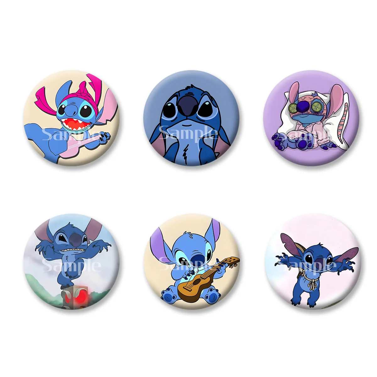 

Flash Badge Cards Stitch Characters Cute Style Anime Girl Keychains Convenient Makeup Mirror Fridge Magnet ACG Accessories