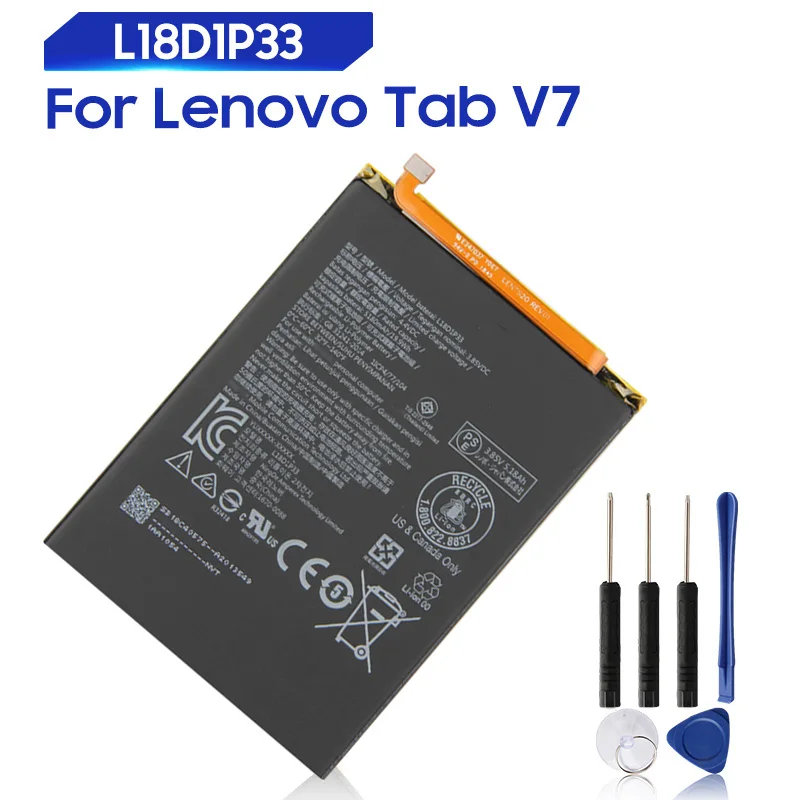 2024 Production New Replacement Battery For Lenovo Tab V7 L18D1P33 High Quality Rechargable Li-ion Batteries 5180mAh