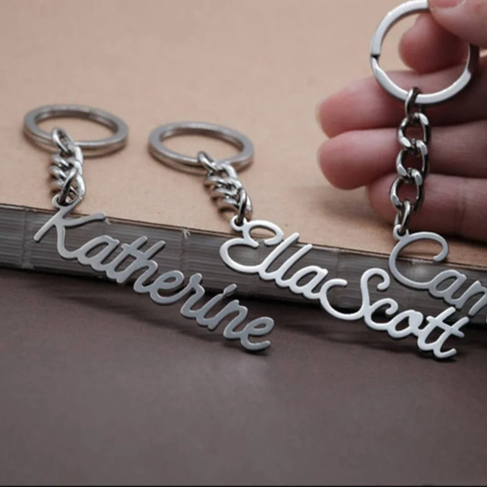 Custom Engraved Name Women Keychain Personalized Stainless Steel Keychain Jewelry Christmas Gift for Friend Llaveros Para Hombre