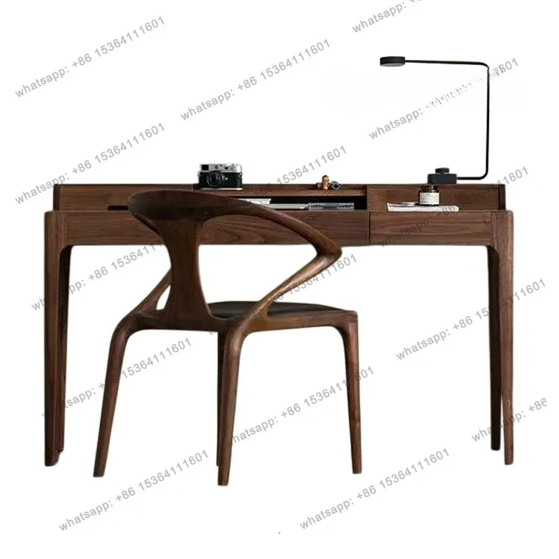 

Italian Solid Wood Desk Small Apartment Home Study Computer Desk Bedroom Study Against The Wall New Chinese Office Desk