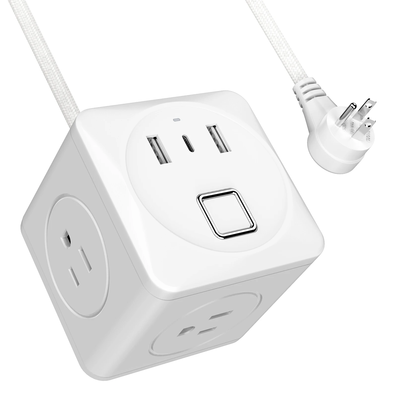 

Многофункциональная розетка 6-в-1, 3AC+1USB-C+2USB-A, быстрая зарядка 20 Вт, множественные системы защиты, удлинитель 1,8 метра