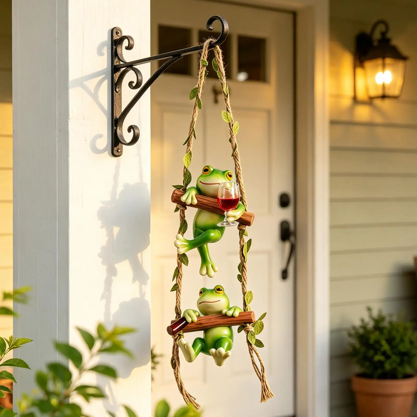 Frog Garden Statue Climbing Frog Weatherproof Figurine Decoration Garden Animals Outdoor Decor For Flower Pot Indoor Shelf