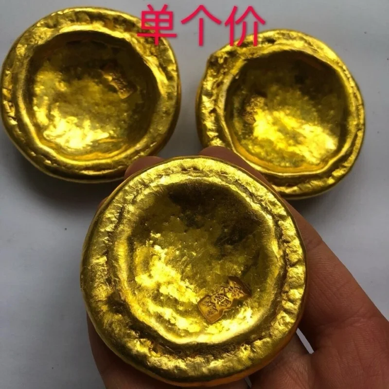 

Antique Collection Imitation Ancient Han Dynasty Gilded Western Han Gold Ingot Gold Yuanbao Brass Solid Home Decor Heavy190Gram