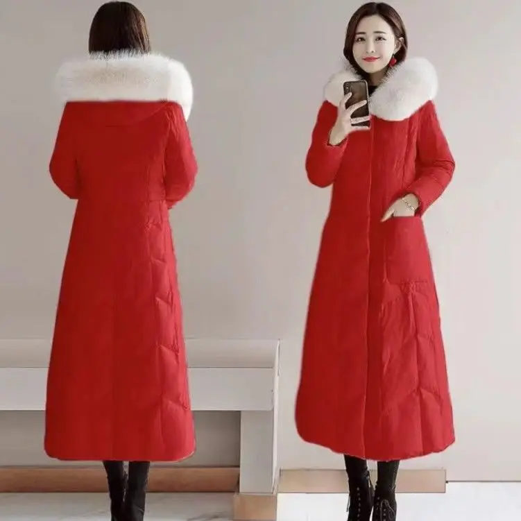 Veste d'hiver en duvet de coton pour femme, parka à capuche, coupe cintrée, pour les déplacements