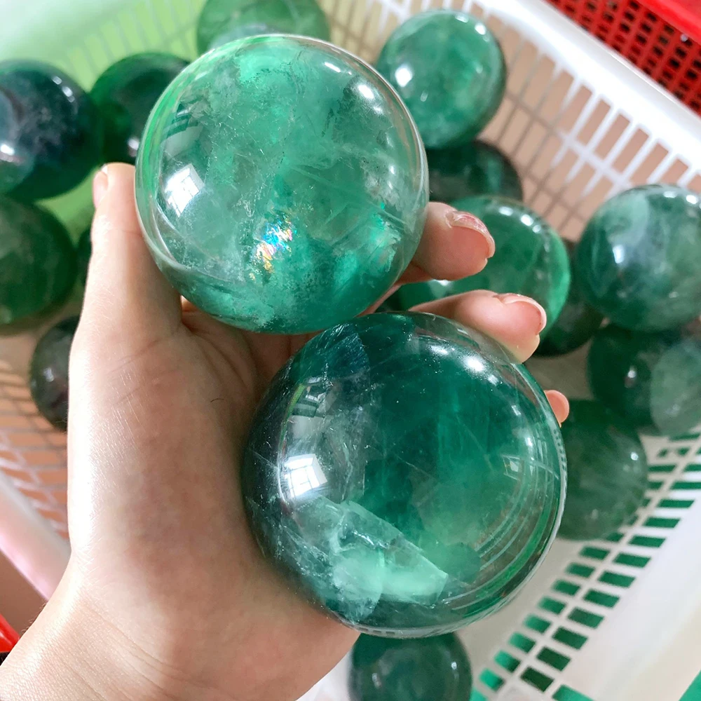 6-7cm/2.36-2.76inch Natural Green Fluorite Crystal Ball with Wooden Stand Polished Reiki Healing Chakra Stone for Clarity Focus Balance Meditation Yoga Feng Shui Home Office Desk Decor Display Emotional Healing Gift for Crystal Lover Collection view 7