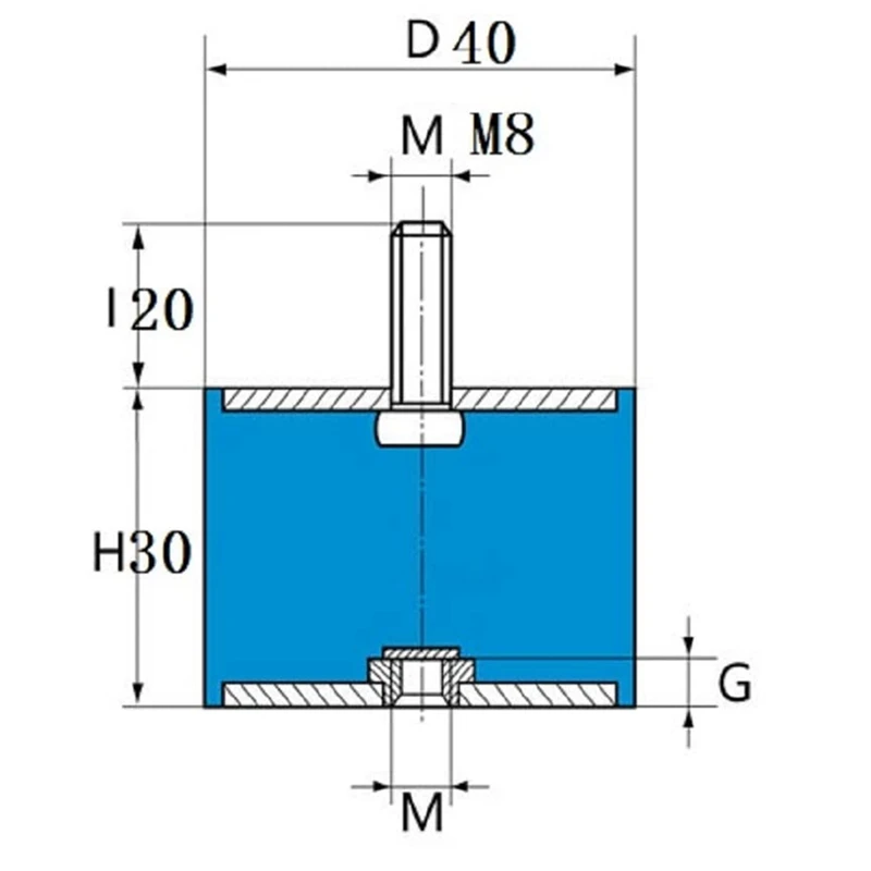 4 Pcs M8 Thread With Studs 40Mm X 30Mm Cylindrical Shock Absorber Rubber Mounts, Vibration Isolators Steering Damper Easy To Use