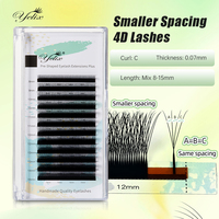 Yelix Smaller Spacing 4D W Shape Eyelash Extension Narrow 4D Lashes Natural Soft Premade Volume Fan Lashes Hand Premium Lashes