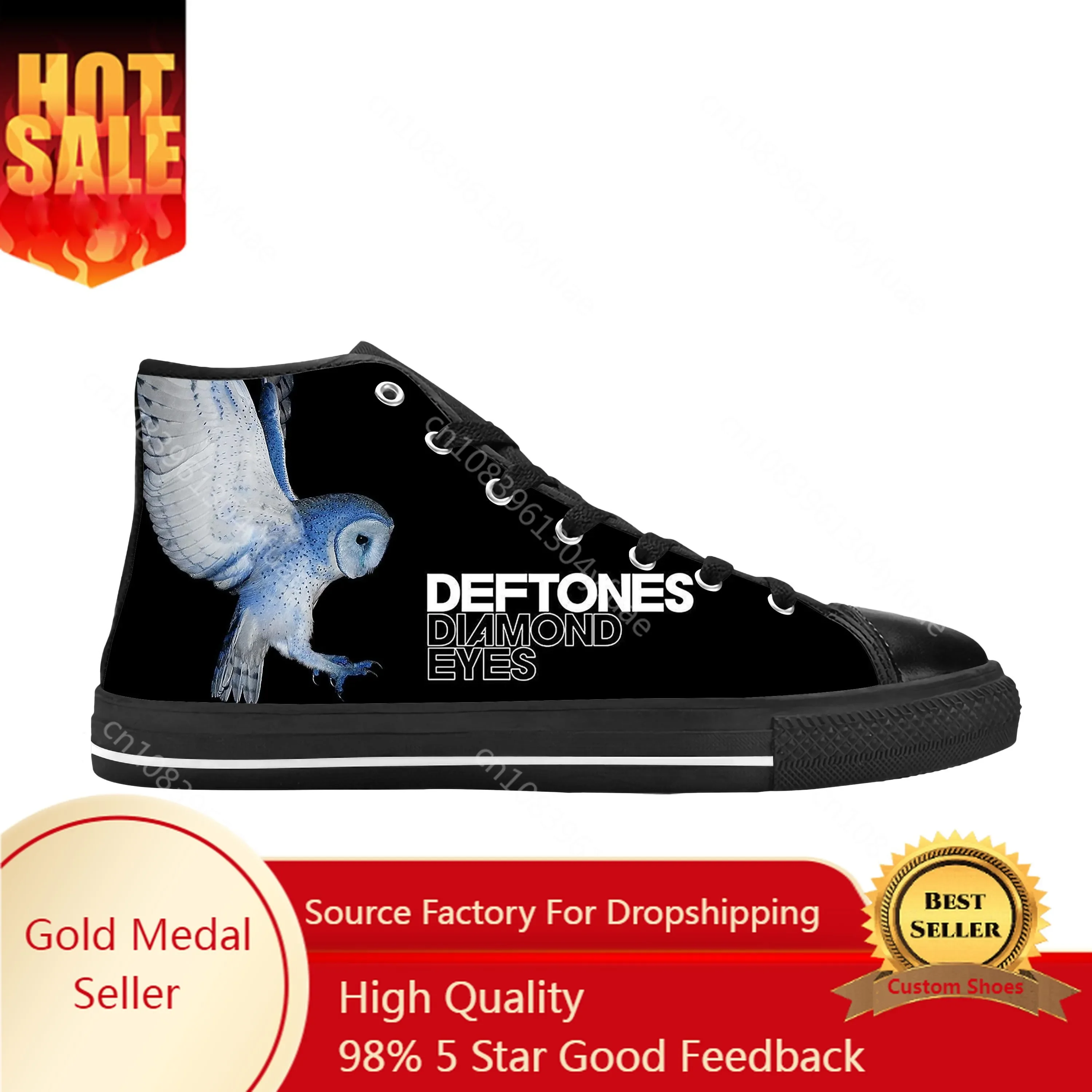 

Hot Deftones Eagle Skull Skeleton Rock Band Music Casual Cloth Shoes High Top Comfortable Breathable 3D Print Men Women Sneakers