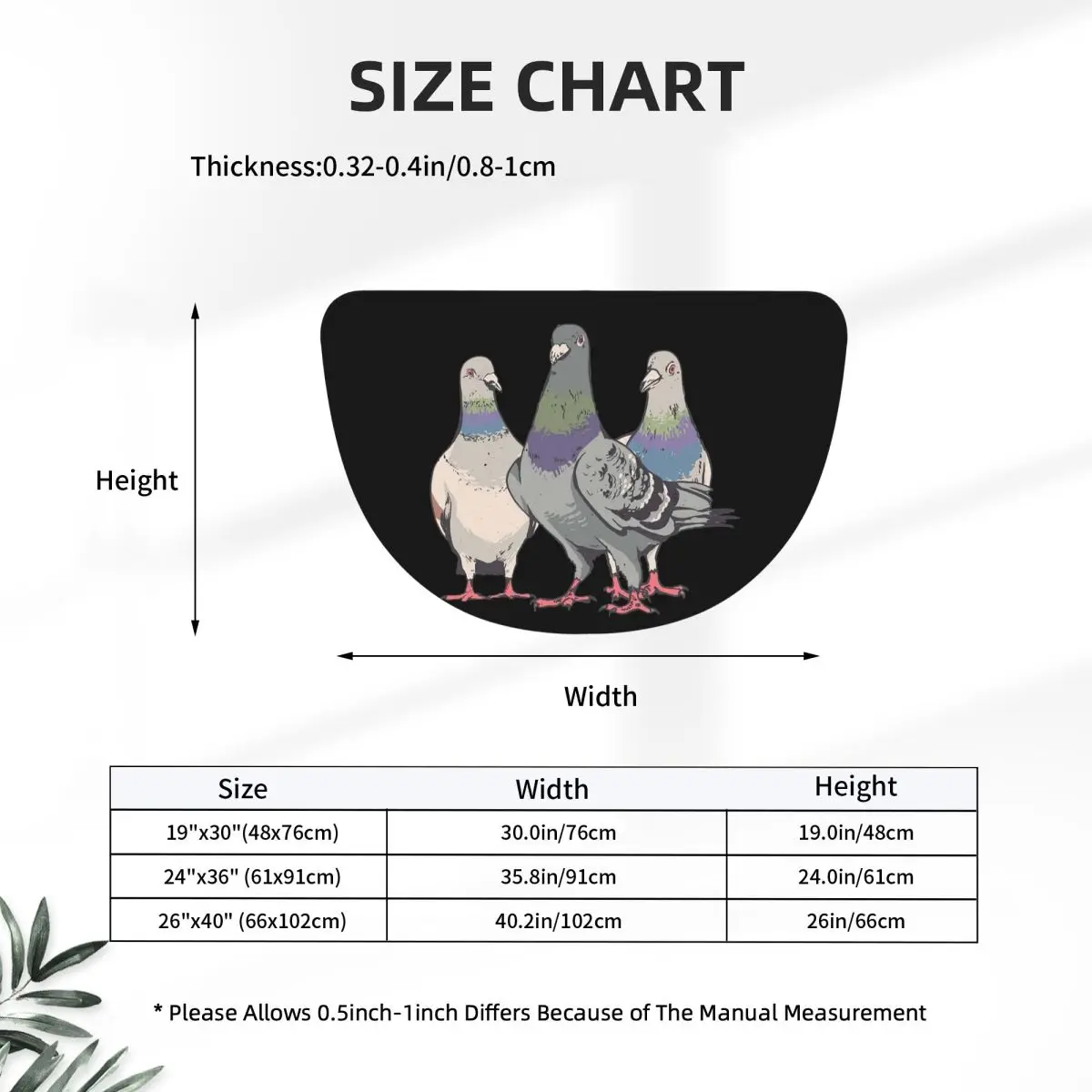 Pigeons, Pigeon Breeding, Pigeon Fanciers Flannel Half Round Doormat Non Slip Bathroom Mat Absorbent Floor Carpet for Garage