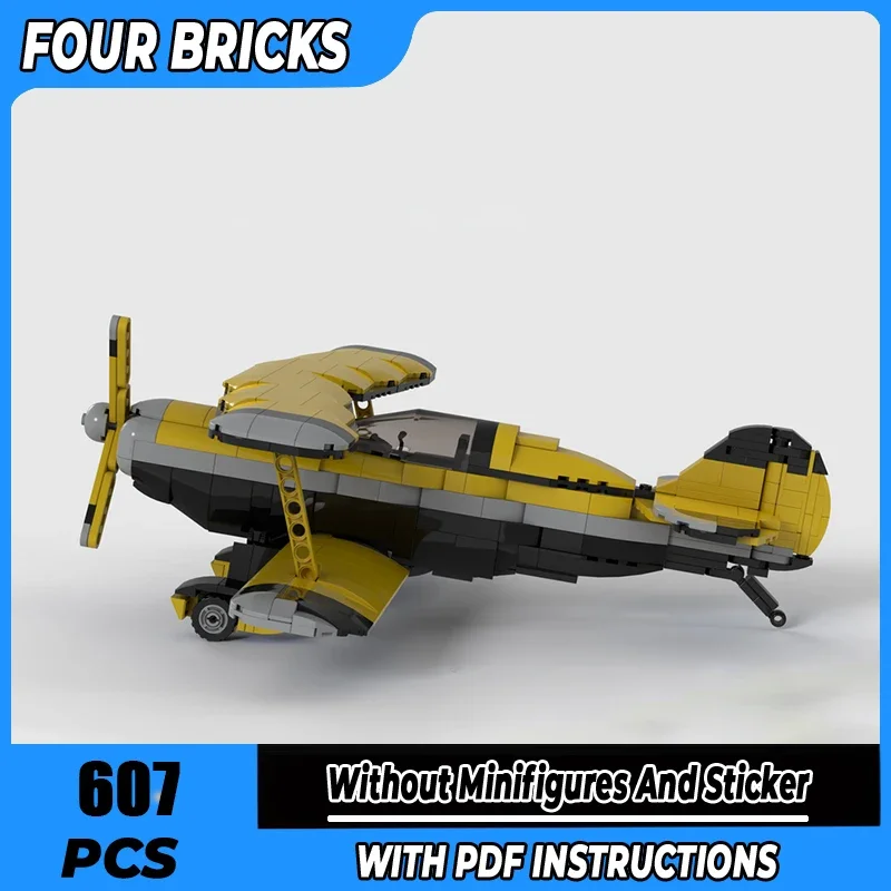 

Moc Building Block Pitts Special S2B Темно-желтый самолет Технология Модульные кирпичи Модель Подарок Рождественские игрушки Наборы для самостоятельной сборки