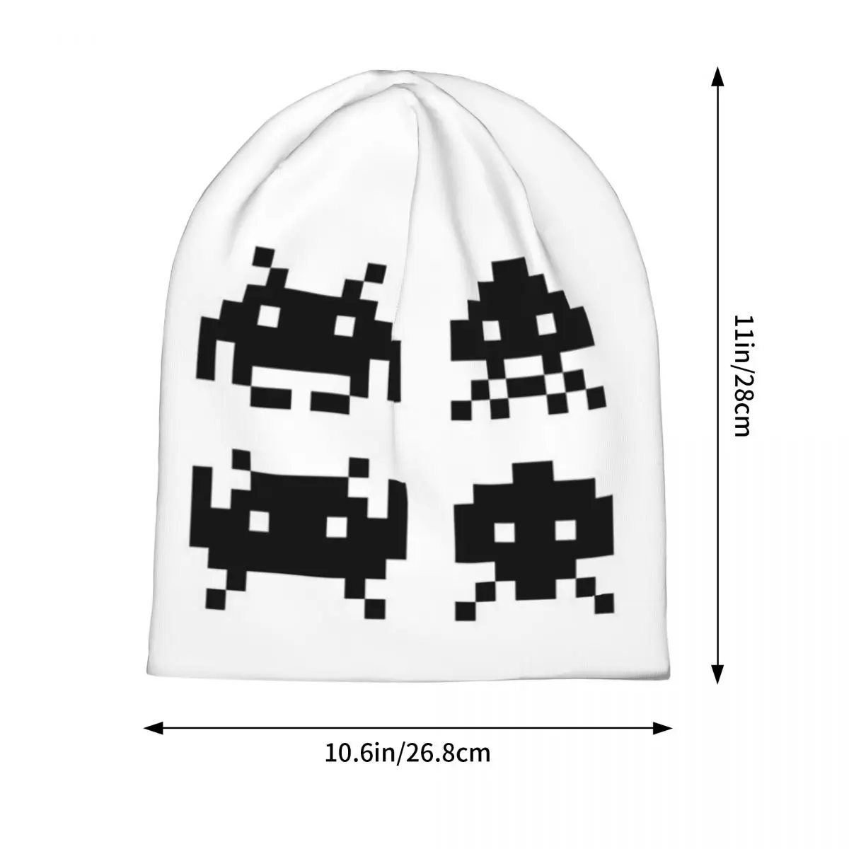 Retro Game Space Invaders Black Unisex Adult Beanies Caps Knitted Bonnet Hat Warm Hip Hop Autumn Winter Outdoor Skullies Hats