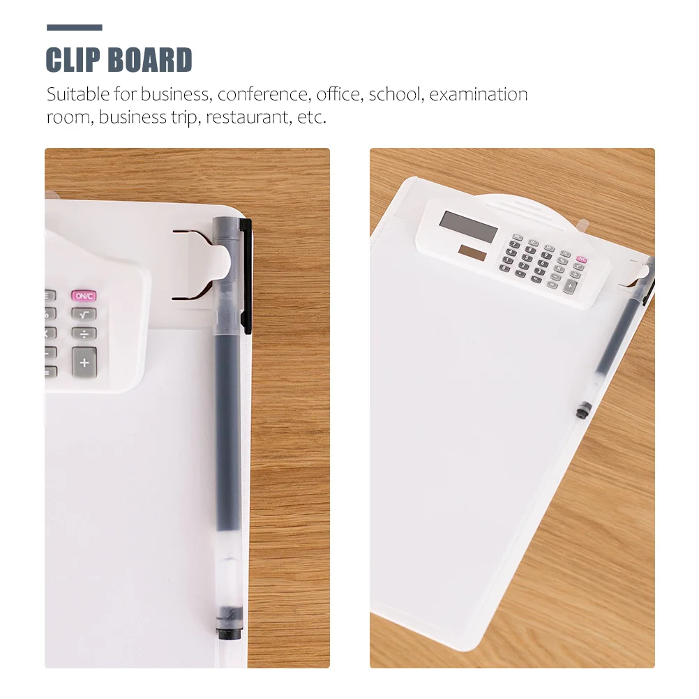 

File Folder A4 Clipboard Plastic Writing Board Calculator Office Document Holder Sturdy Clip Smooth Edges Lightweight