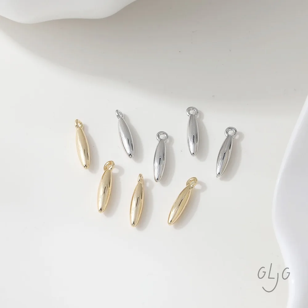 

10PCS Dainty Small Minimalist Charms Jewelry Findings Making Eardrop Supplies DIY Brass 14k Gold Plated Accessories 14*3mm