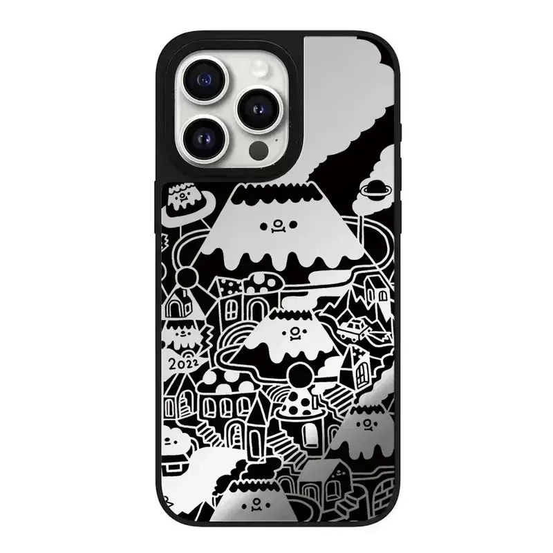 Cute Cartoon Burger Dog Mirror Magnetic Phone Case Cover for IPhone 11 12 13 14 15 16 Pro Max Case for 16 Pro Max