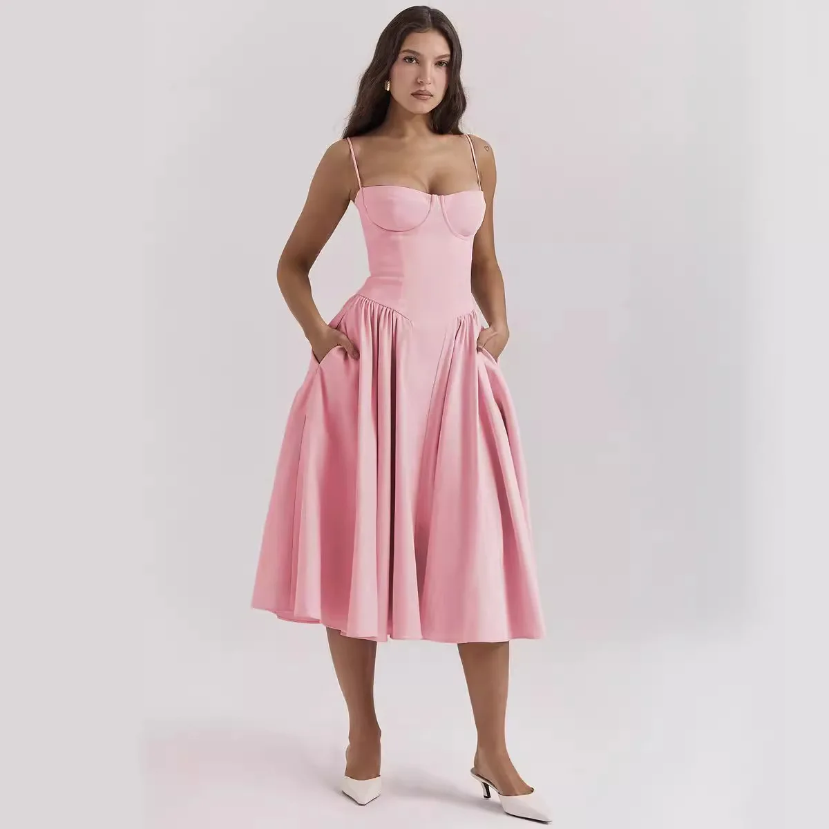 

Summer Skirt New French Retro Long Dress Court Style Dopamine Wear Suspender Dress Women Maxi Dresses for Women Bodycon Dress