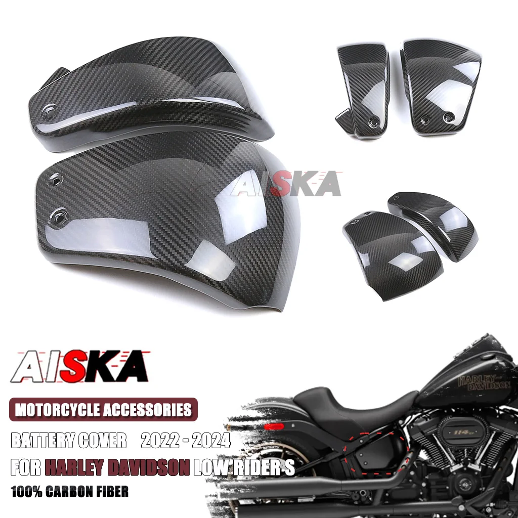 

100% чехлы для аккумуляторов мотоциклов из чистого углеродного волокна под сиденьем, боковые панели для Harley Davidson Low Rider S ST 2022- 2025