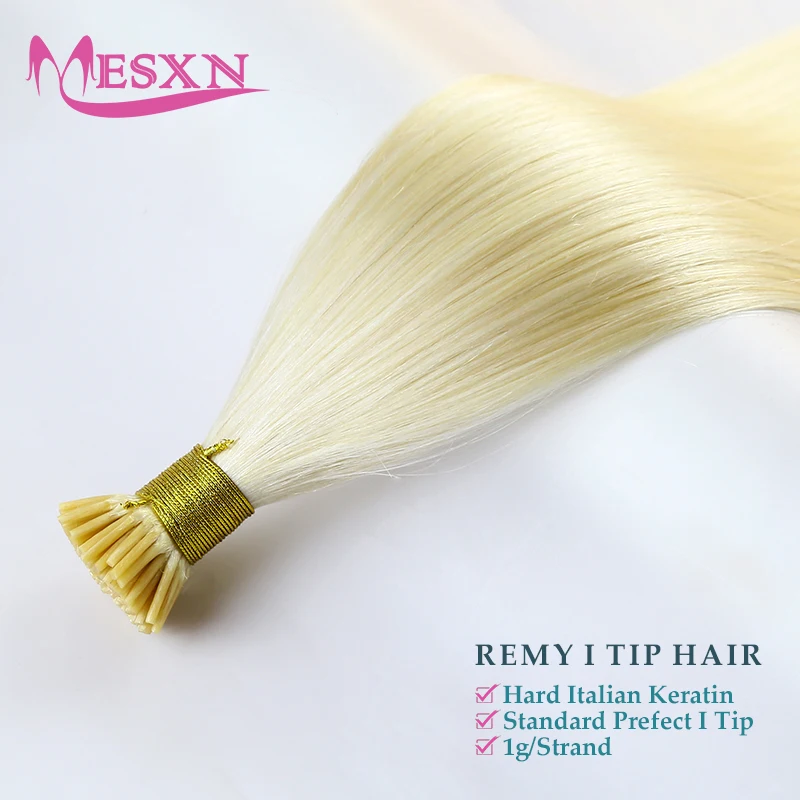 MESXN-Extensions de cheveux raides I-Tip, vrais cheveux humains naturels, capsule KerBrian, marron, blond, document 613, 14-24 pouces