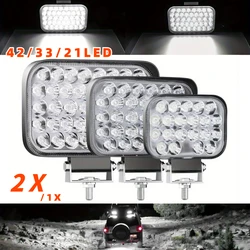 2/1PCS 9-30V 42/33/21LED Car Square LED Work Light Lens Truck Spotlight illuminazione per macchine agricole