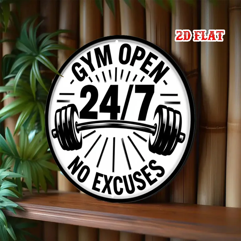 1 قطعة 24 "علامة مستديرة من القصدير المعدني من الألومنيوم-صالة الألعاب الرياضية المفتوحة و24 بدون أعذار تحفيزية للياقة البدنية جدار الفن ، ريفي حديث داخلي/خارجي ديسمبر #5